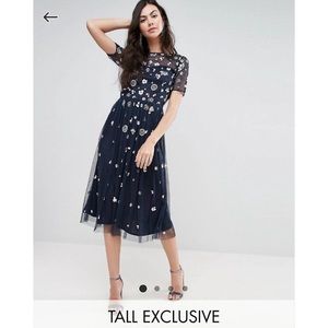 Maya Tall Floral 3D Embellished Midi Dress